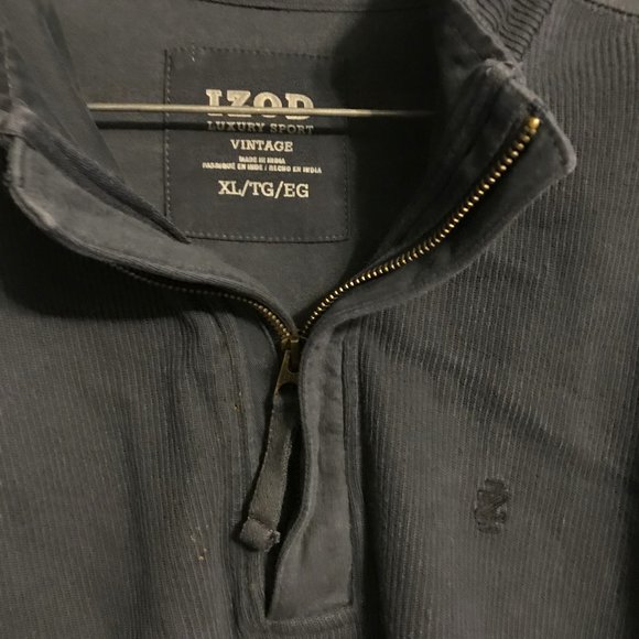 Men's IZOD Luxury Sport Bluish Grey, Ribbed, 1/4 zip, Pullover, Size XL - Picture 1 of 8
